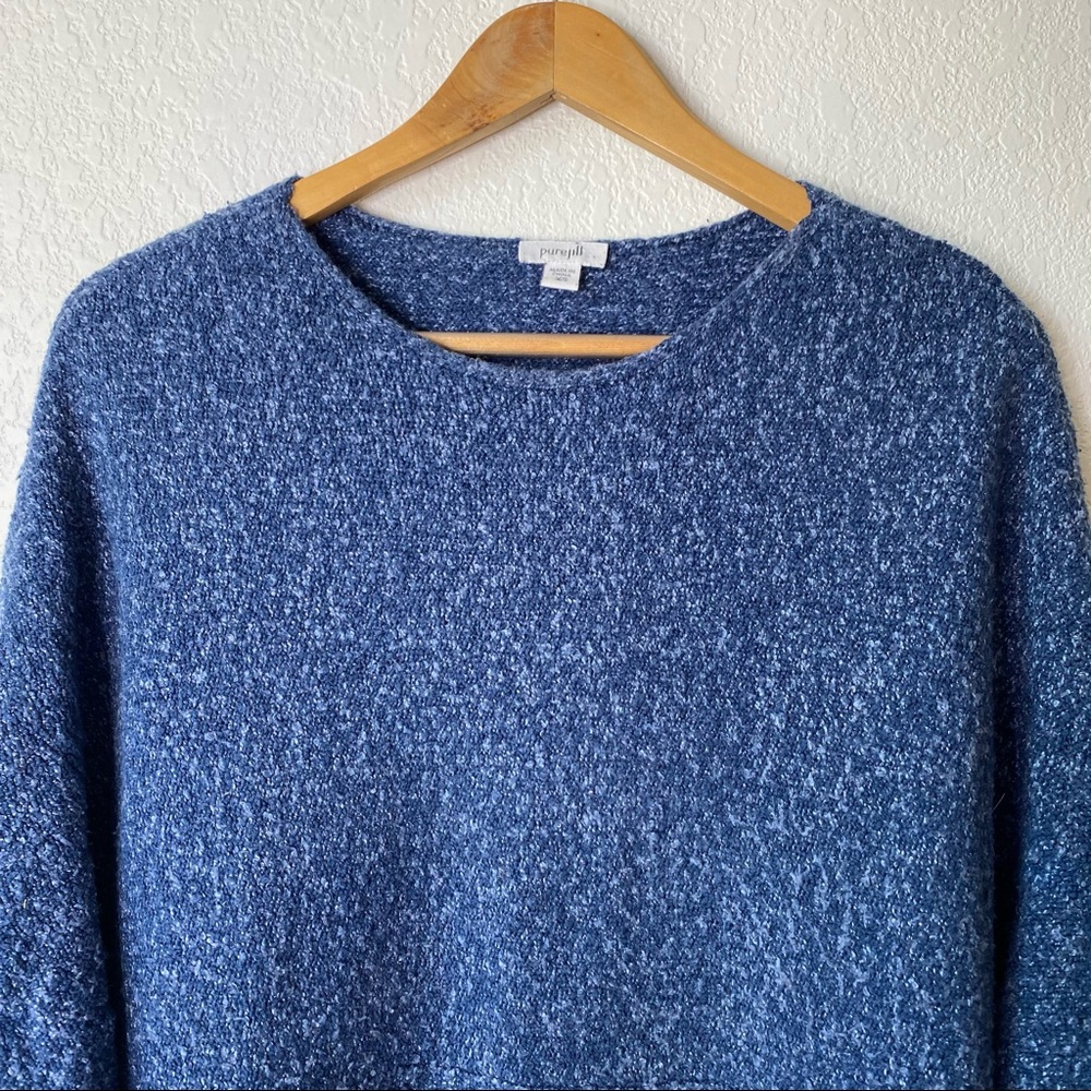 Pure Jill Blue Marled Knit Boxy Fit Pullover Sweater - Picture 2 of 8